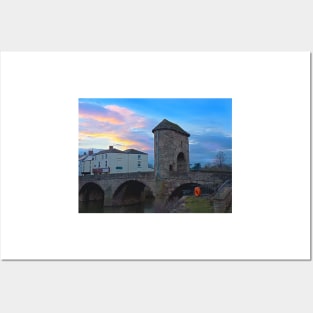 Monnow bridge, Monmouth, Wales, at sunset Posters and Art